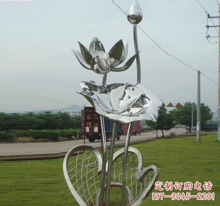 烟台不锈钢公园荷花荷叶雕塑