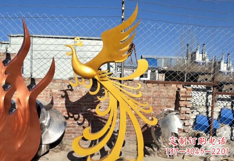 烟台不锈钢公园金色凤凰雕塑