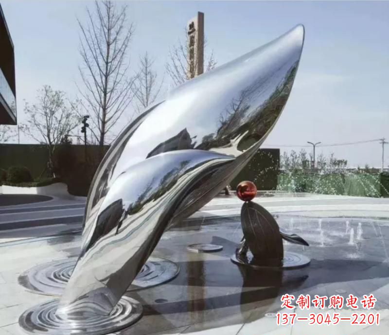 烟台精美不锈钢海豚雕塑