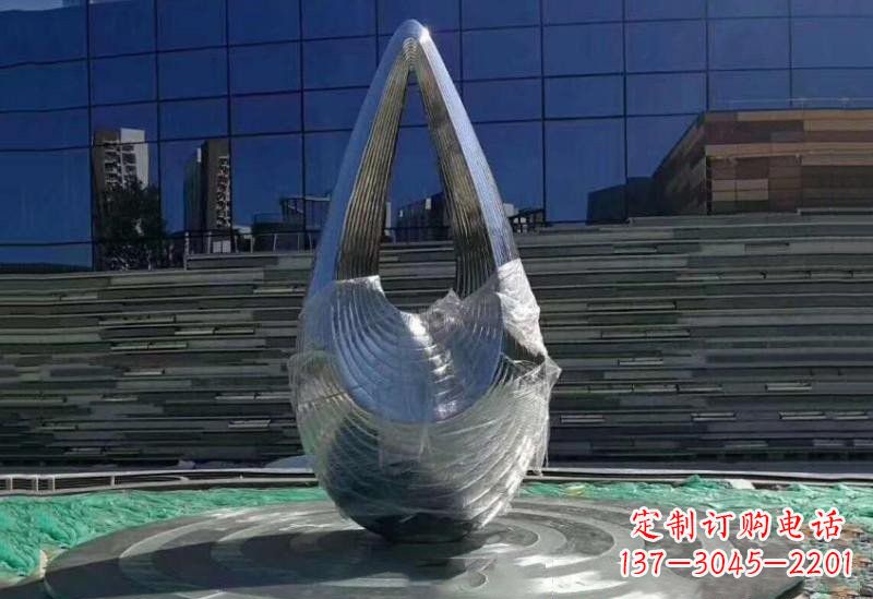 烟台不锈钢空心水滴雕塑美丽的艺术之作
