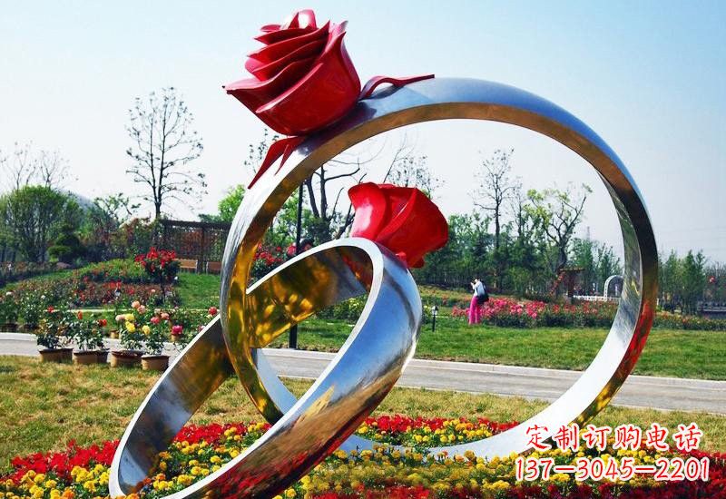 烟台不锈钢公园玫瑰花戒指雕塑精致精美的礼物