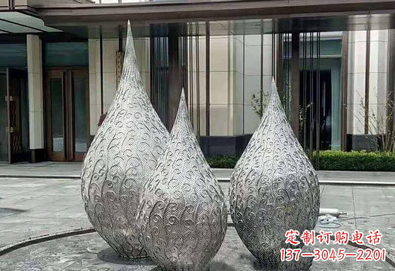 烟台不锈钢镂空水滴雕塑精致美观