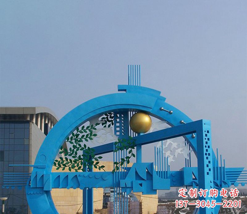 烟台不锈钢拱桥雕塑美丽的艺术品