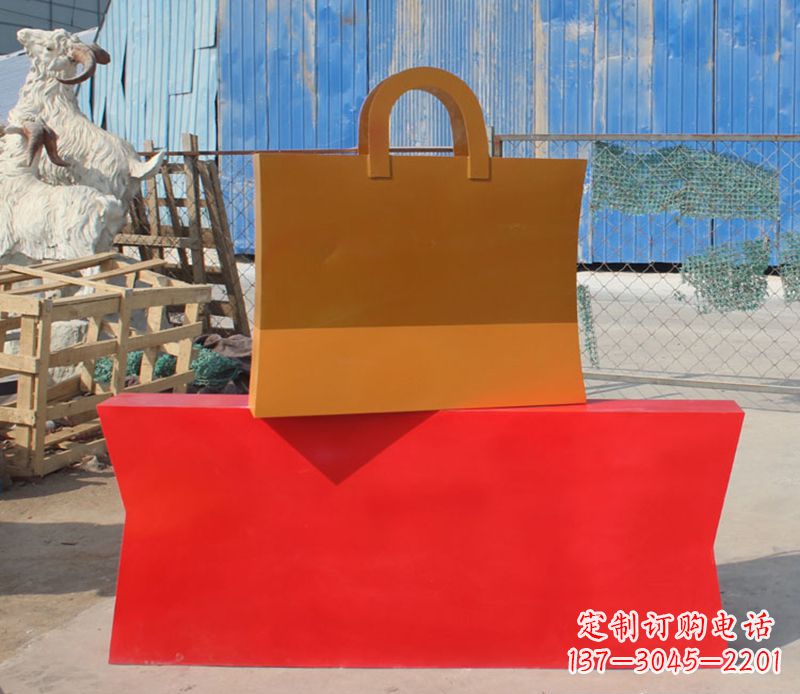 烟台精美不锈钢购物袋雕塑