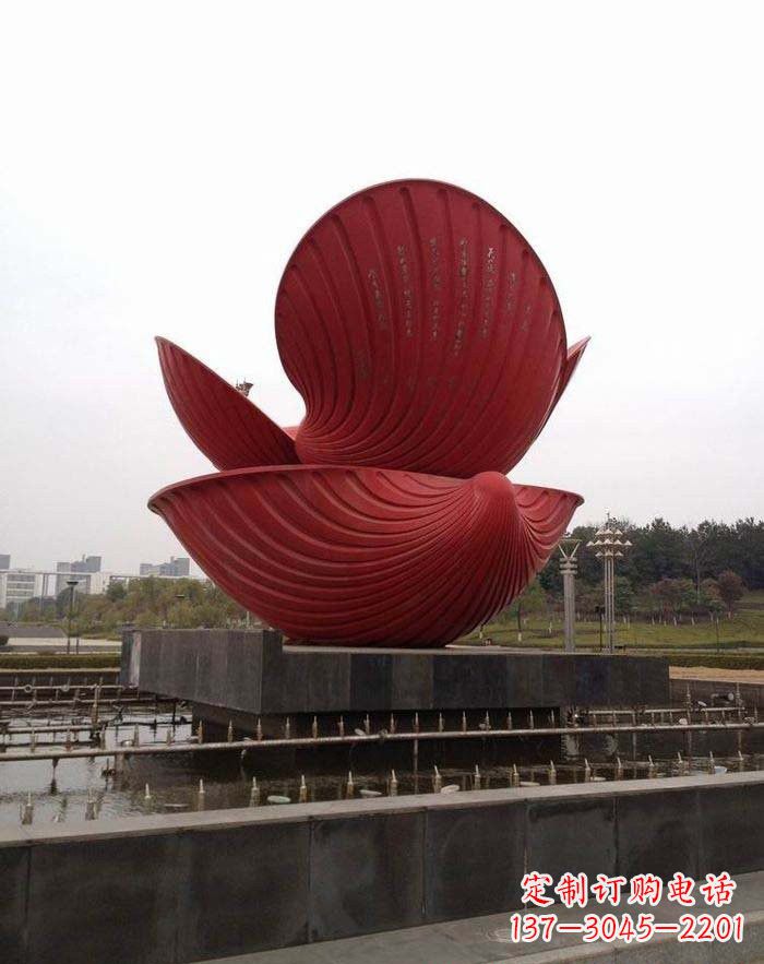 烟台不锈钢贝壳喷泉雕塑——海洋之美无限