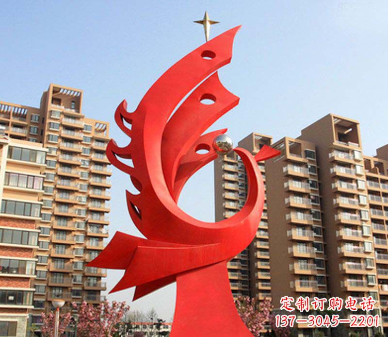 烟台凤凰雕塑不锈钢广场的精美景观