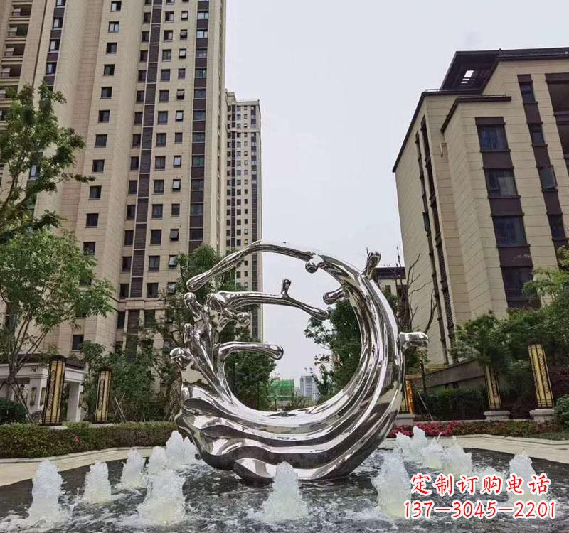 烟台不锈钢海浪喷泉雕塑精美雕刻,灿烂绚烂