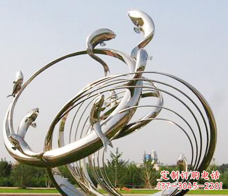 烟台不锈钢海豚雕塑美丽而又神秘