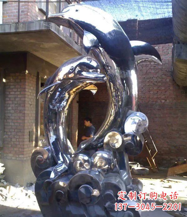 烟台不锈钢海豚美观动态的雕塑