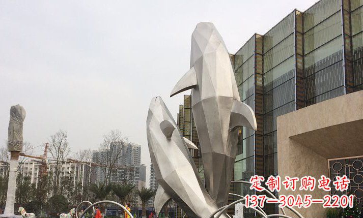 烟台不锈钢海豚喷泉雕塑精美的海洋之美