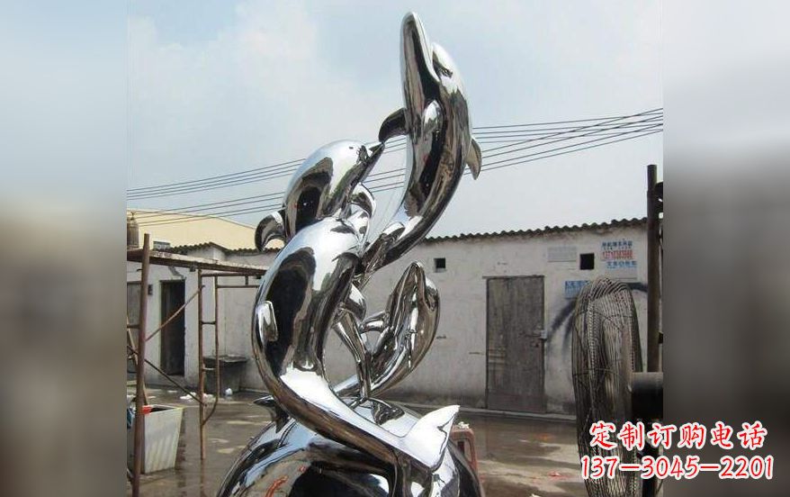 烟台不锈钢海豚嬉戏雕塑