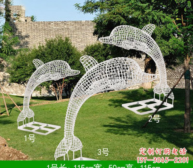 烟台不锈钢海豚组合雕塑精美的艺术品