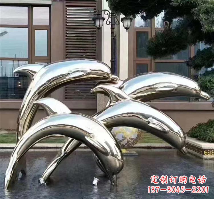 烟台不锈钢海洋动物雕塑——海豚