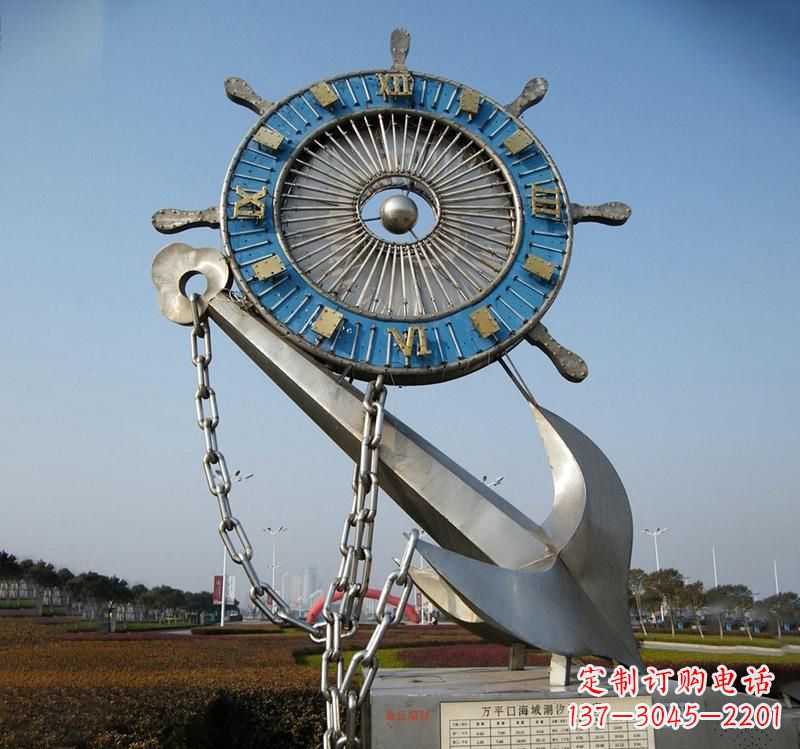 烟台不锈钢海洋船舵雕塑