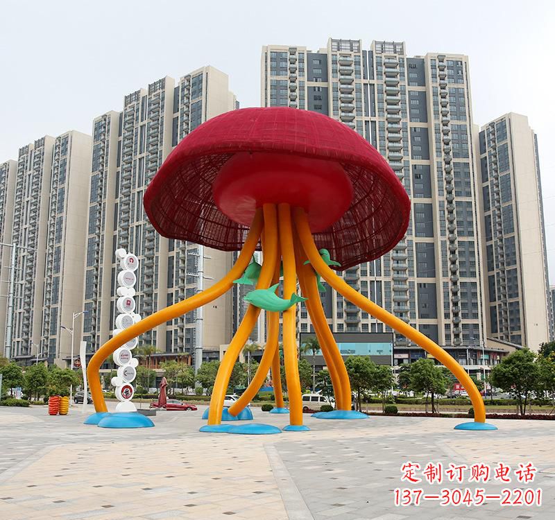 烟台不锈钢海洋水母动物雕塑精美绝伦