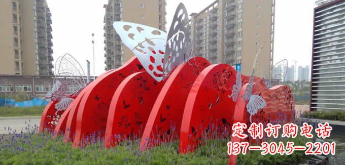 烟台不锈钢蝴蝶小区景观雕塑美丽的蝴蝶展翅