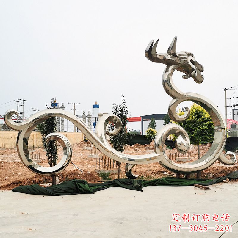 烟台不锈钢花边龙形雕塑传承中华文化精髓