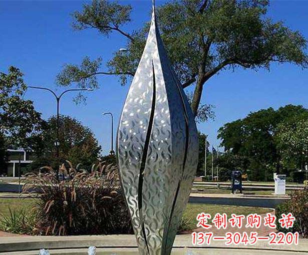 烟台不锈钢花骨朵喷泉雕塑精致细节展现精美艺术