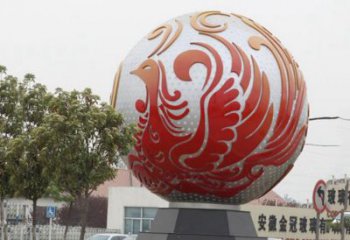 烟台不锈钢凤凰浮雕圆球雕塑精美雕塑把艺术带到生活中