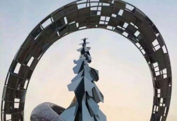 烟台不锈钢松树祥云雕塑
