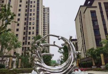 烟台不锈钢海浪喷泉雕塑精美雕刻，灿烂绚烂
