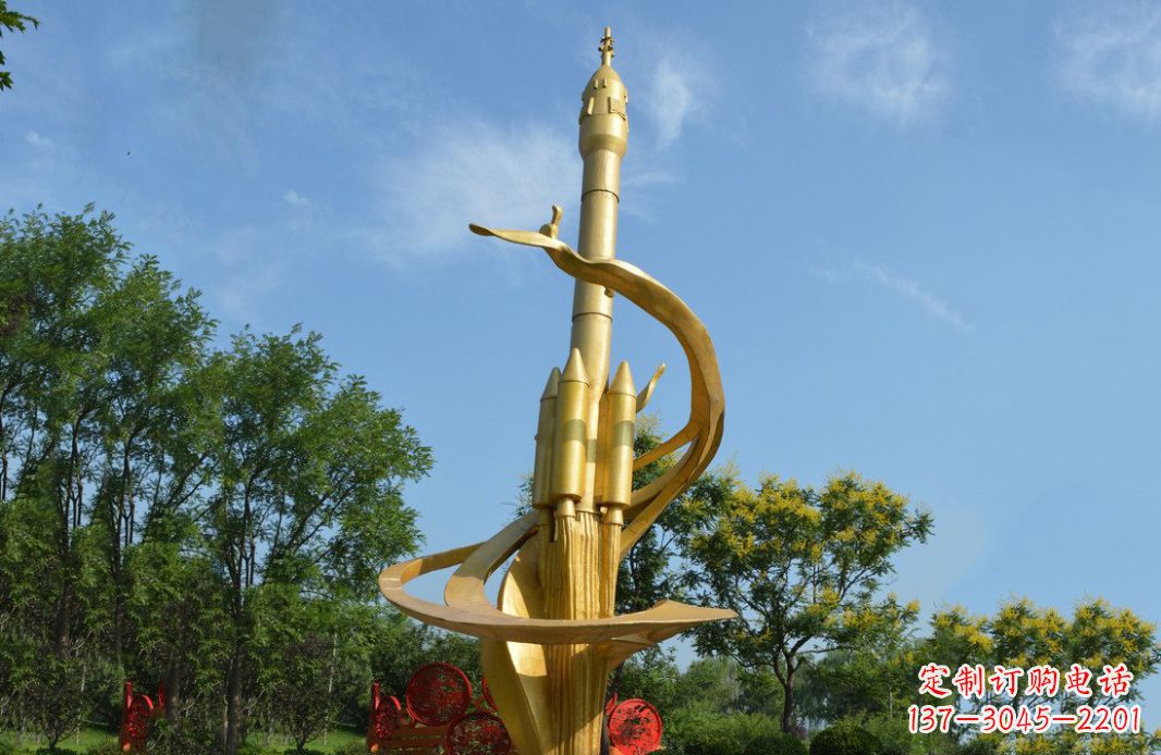 烟台火箭飞向蓝天不锈钢火箭广场景观雕塑