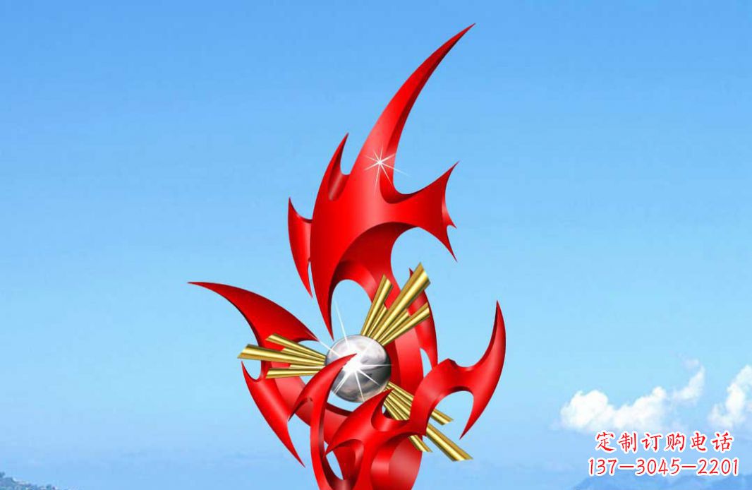 烟台不锈钢火苗抽象景观雕塑给城市添彩