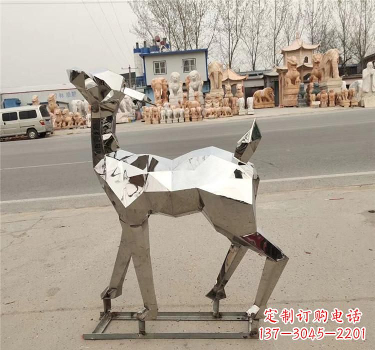 烟台不锈钢几何小鹿雕塑精美艺术品