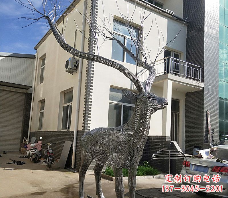 烟台不锈钢景观梅花鹿雕塑美丽的艺术精品