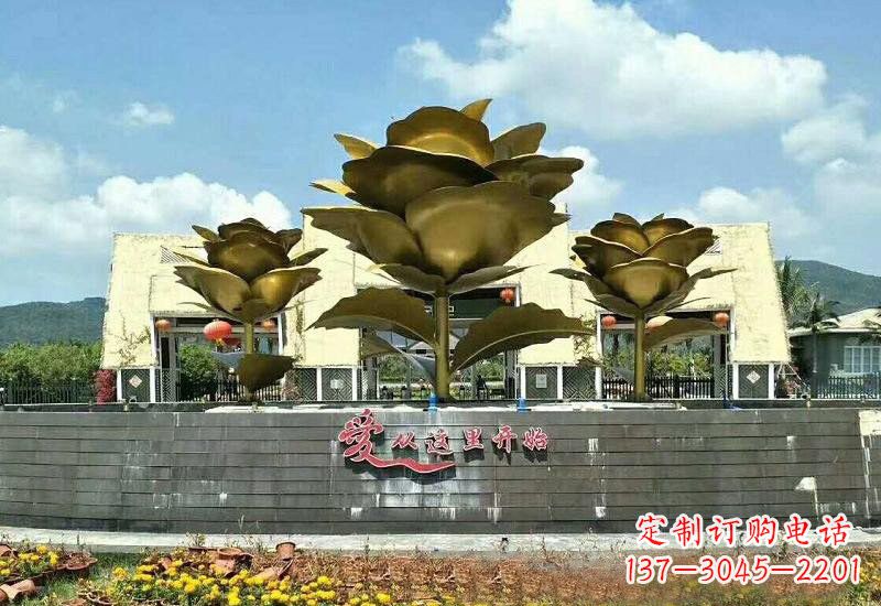 烟台不锈钢玫瑰雕塑美丽的艺术品
