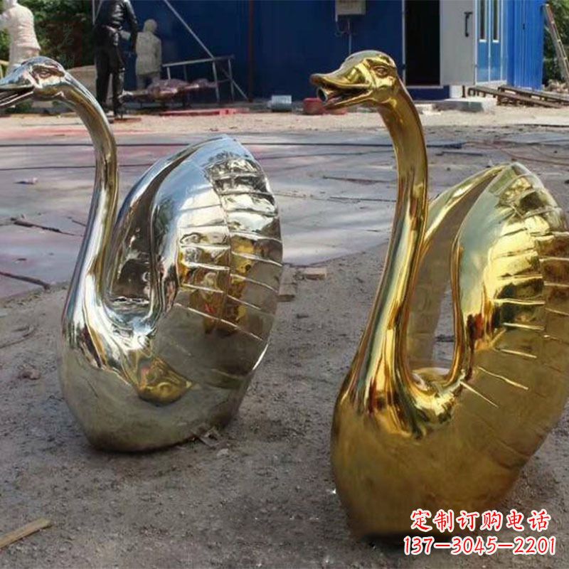 烟台不锈钢天鹅雕塑精美而绚丽