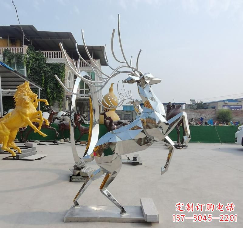 烟台精美不锈钢镜面动物鹿雕塑