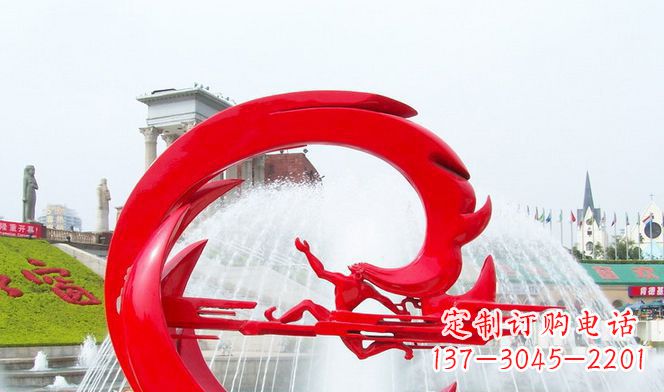 烟台夸父的传奇不锈钢雕塑