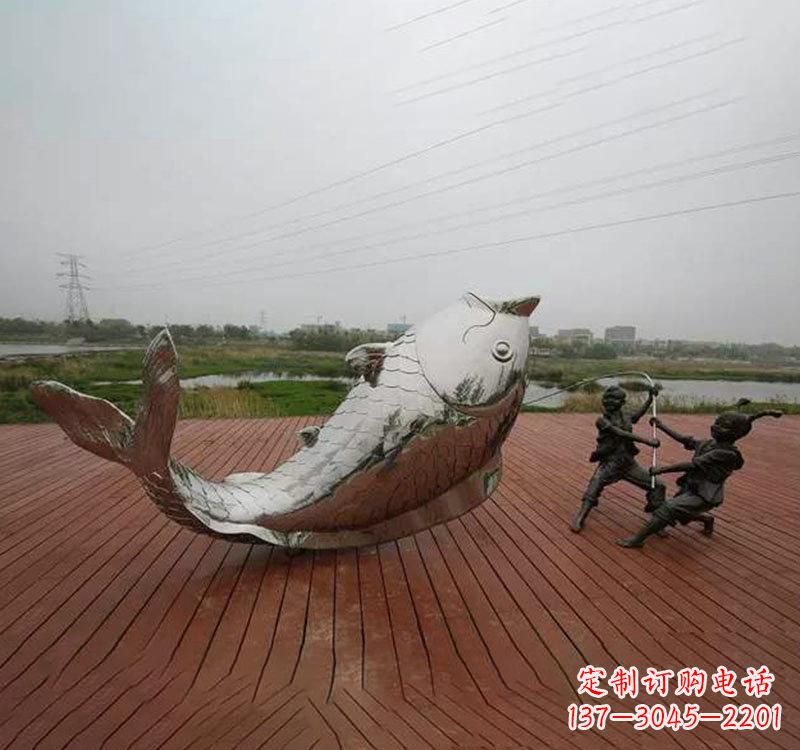 烟台不锈钢鲤鱼雕塑传承中国文化