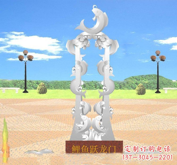 烟台不锈钢鲤鱼跃龙门雕塑——传承传统文化的艺术瑰宝
