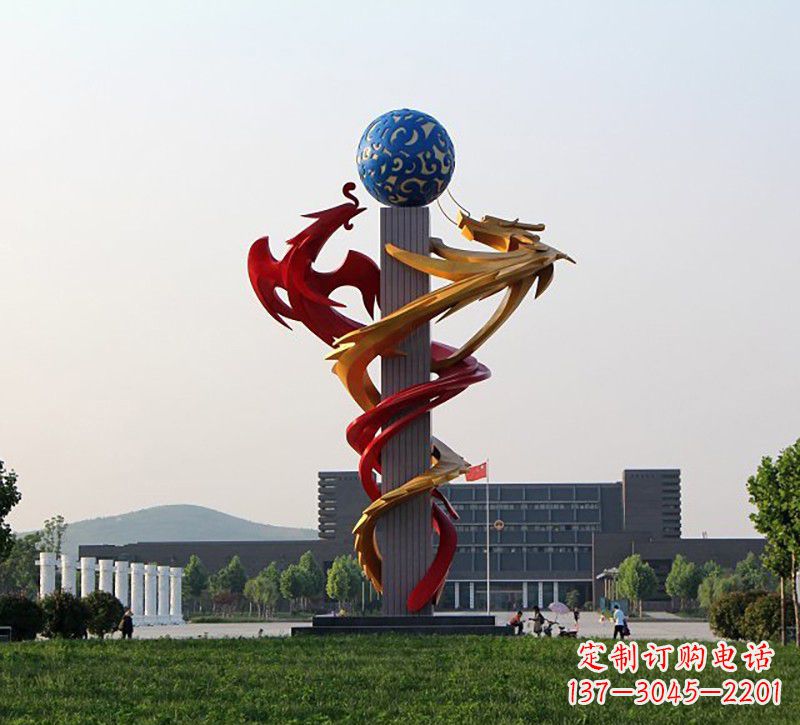 烟台不锈钢龙凤雕塑神秘而又神奇