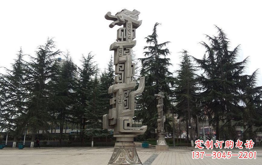 烟台不锈钢龙柱雕塑引领公共景观