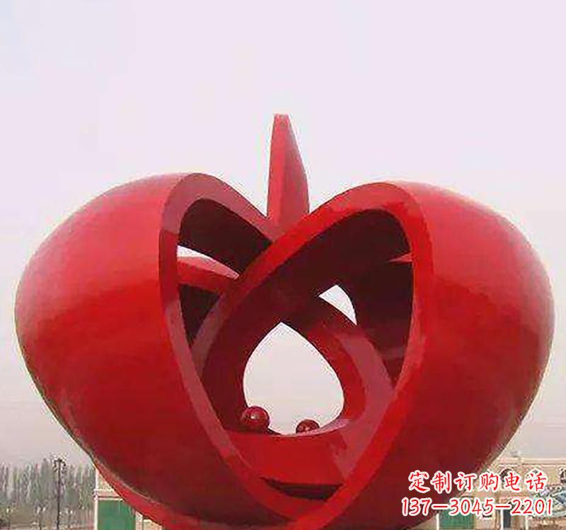 烟台不锈钢镂空苹果雕塑精致美观的艺术品