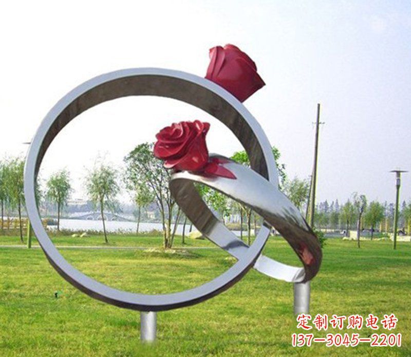 烟台不锈钢玫瑰戒指雕塑