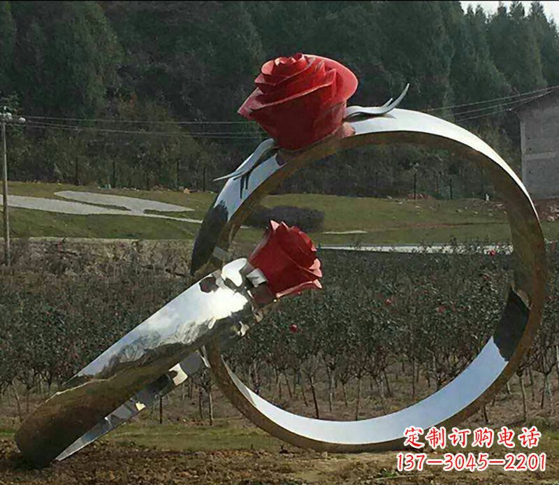 烟台不锈钢玫瑰雕塑精美的艺术珍品
