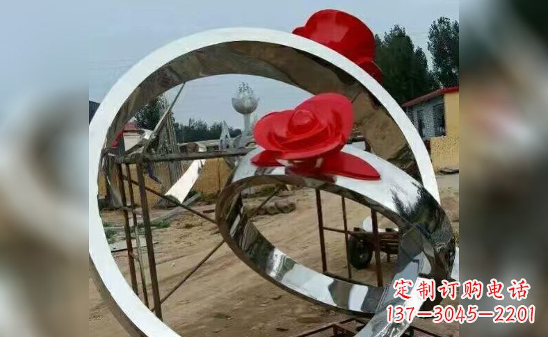 烟台不锈钢玫瑰花戒指雕塑