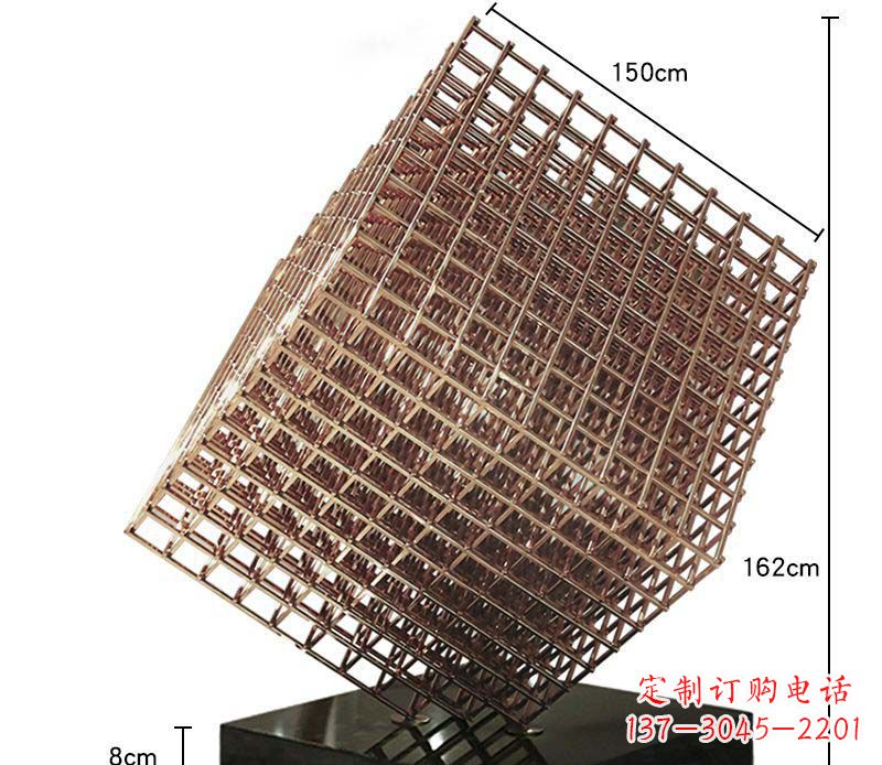 烟台玫瑰金色几何雕塑