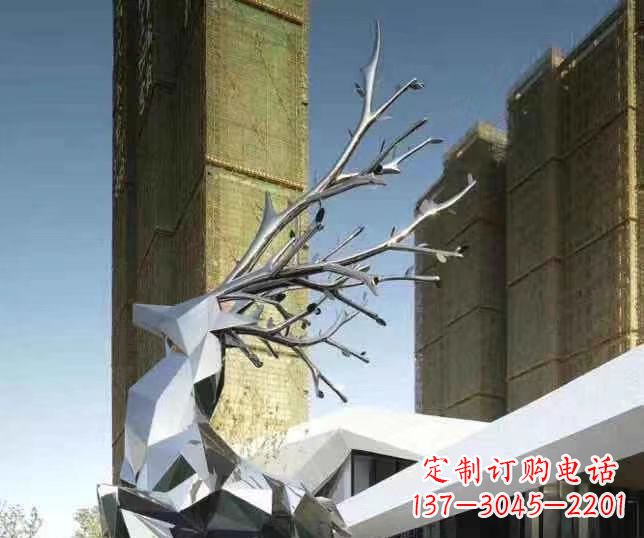 烟台梅花鹿雕塑美丽的景观和动物雕塑