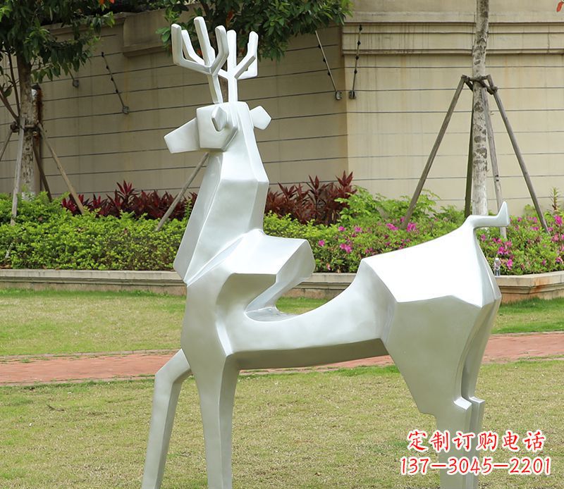 烟台不锈钢美陈动物雕塑——鹿
