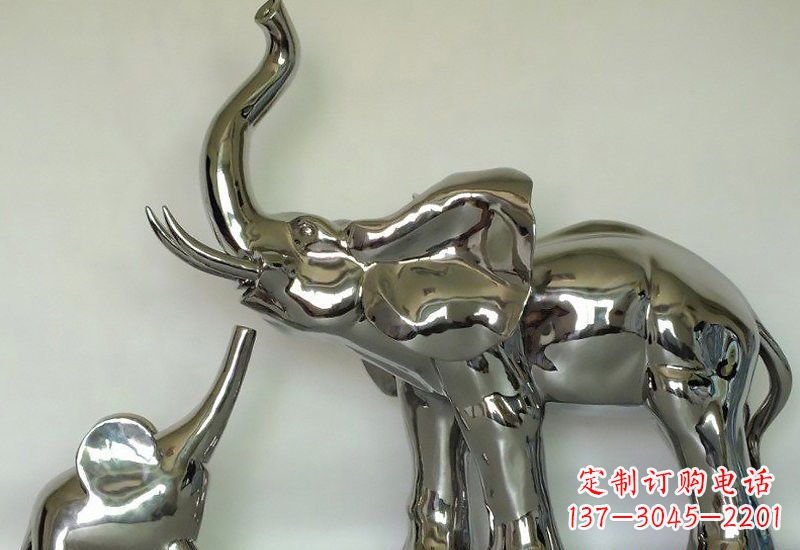 烟台不锈钢母子大象雕塑