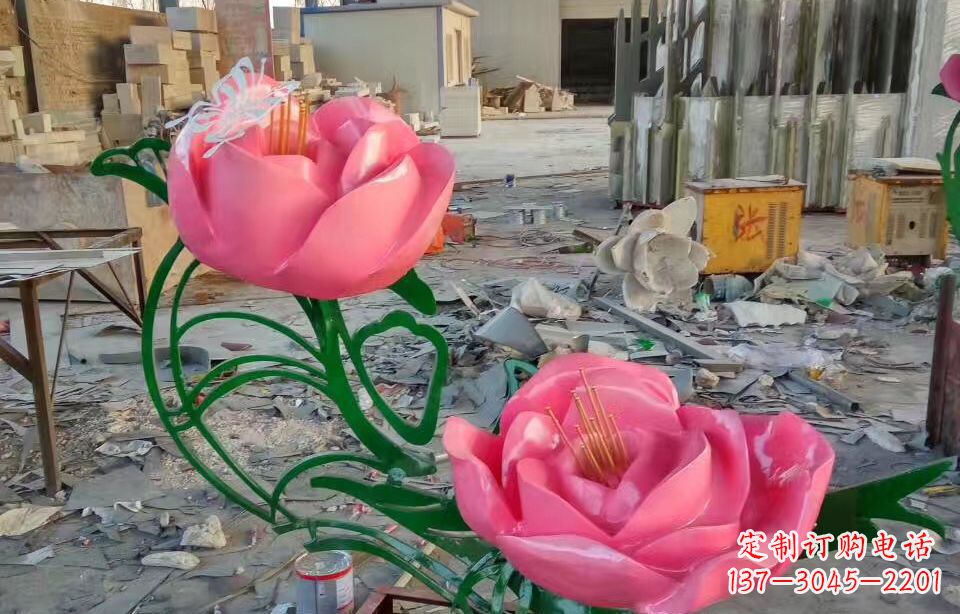 烟台精美牡丹雕塑点缀景观