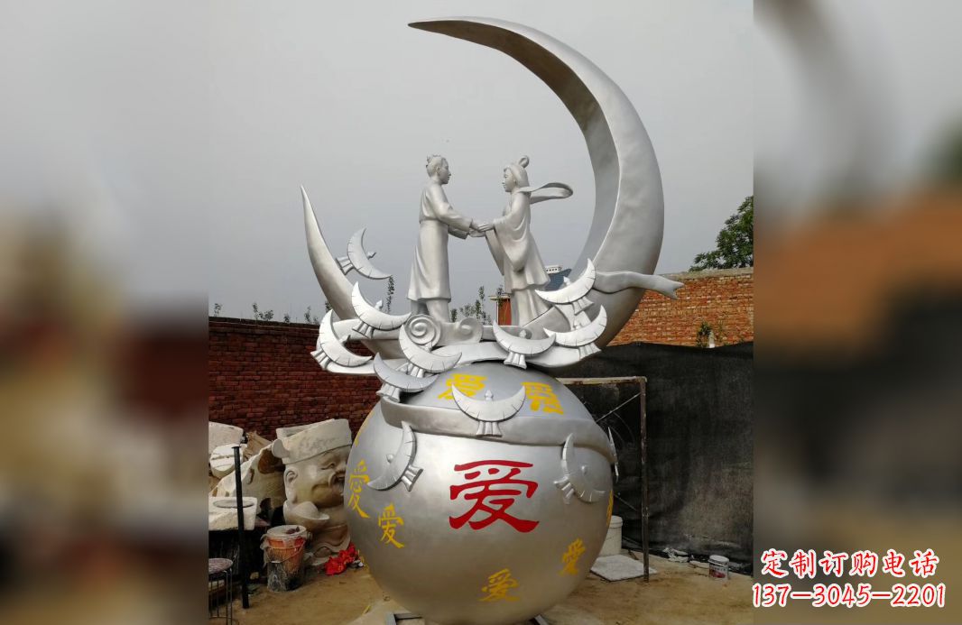 烟台不锈钢牛郎织女雕塑爱情永存