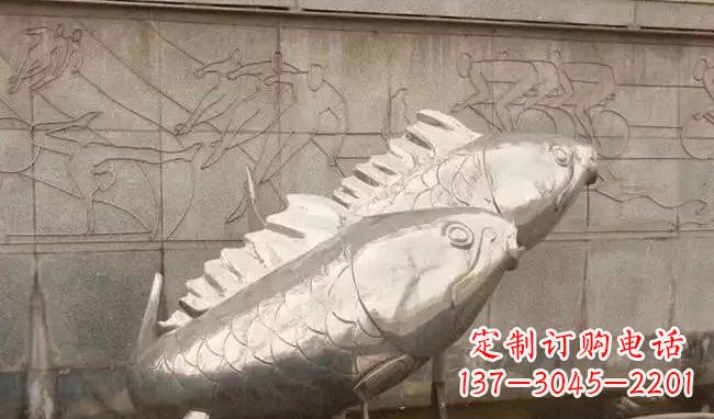 烟台不锈钢喷泉鱼雕塑美丽装点城市