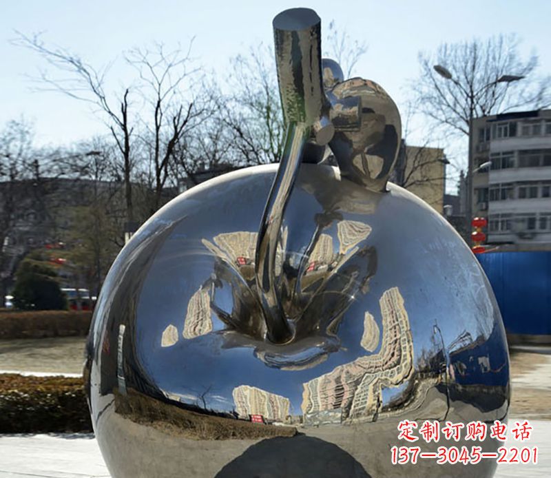 烟台不锈钢苹果镜面雕塑精美绝伦