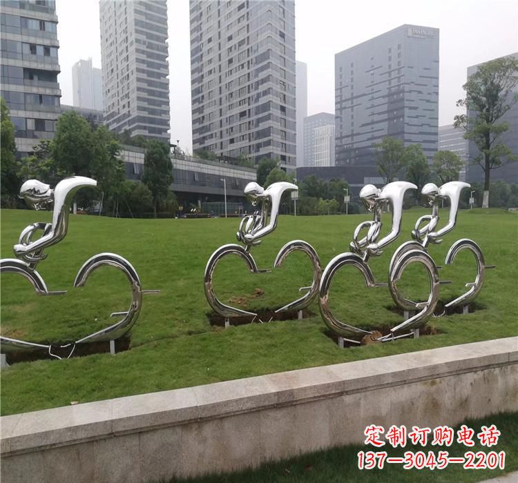 烟台不锈钢自行车雕塑美丽的艺术绽放
